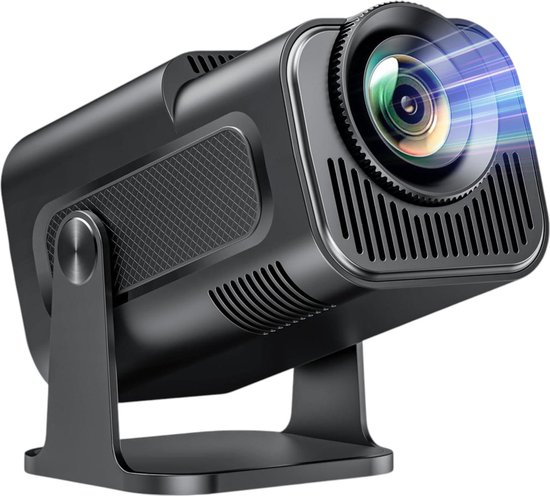 Compacte Zwarte Beamer met Android 11.0 - 720p, 4K Ondersteuning, Bluetooth, WIFI, USB, Tot 130 Inch Projectie