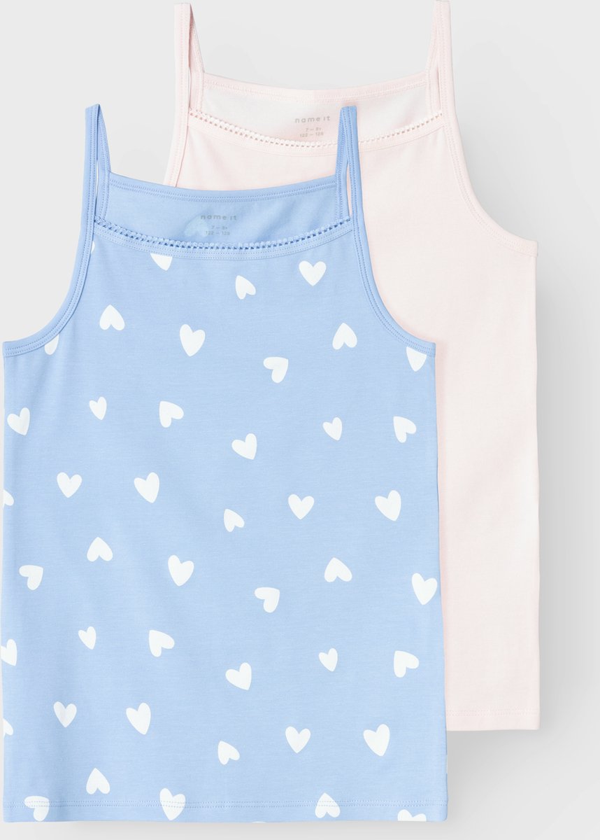 NAME IT NKFSTRAP TOP 2P SERENITY HEART NOOS Meisjes Onderhemd - Serenity - Maat 158/164
