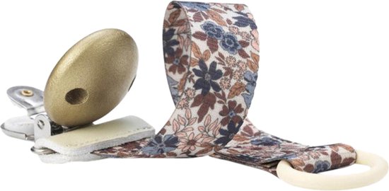 Elodie Fopspeenketting Hout - Fopspeenketting- Speenkoord - Speenclip - Fopspeenhouder -Blue Garden van Elodie — afbeelding 3