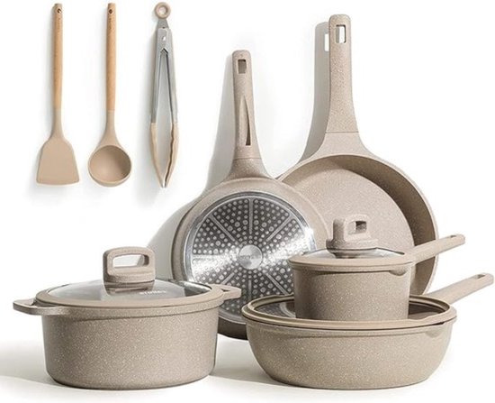 Ensemble de poêles en granit, 11 pièces, antiadhésif sans SPFO, lavable au lave-vaisselle