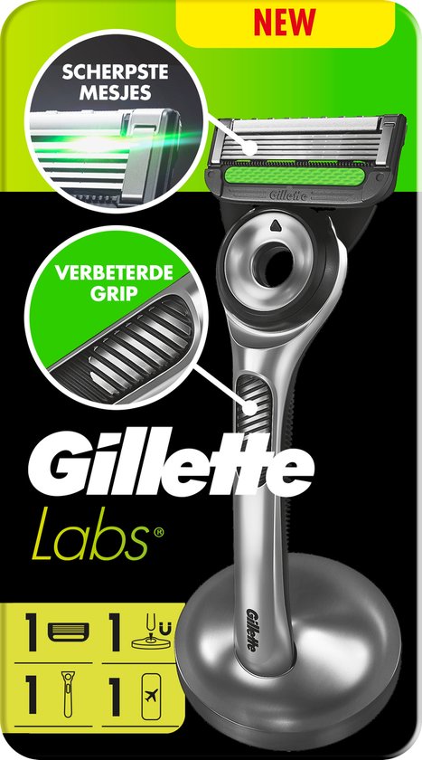 GilletteLabs Met Exfoliërende Strip Scheersysteem - 1 Handvat + 1 mesje + 1 magnetische houder + 1 reisetui