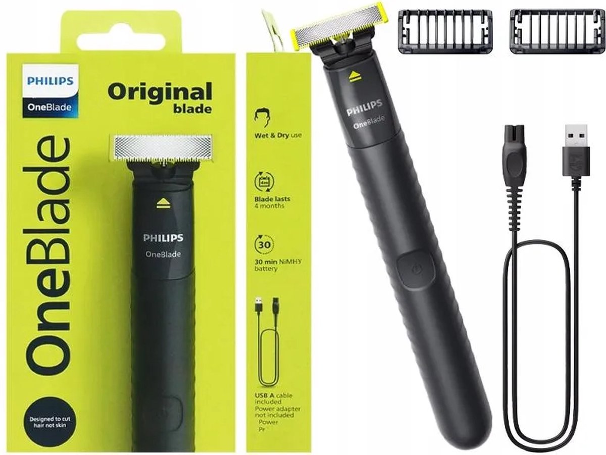 Philips Norelco OneBlade QP1424/10 scheerapparaat Scheerapparaat met scheerblad Trimmer Houtskool thumbnail 6