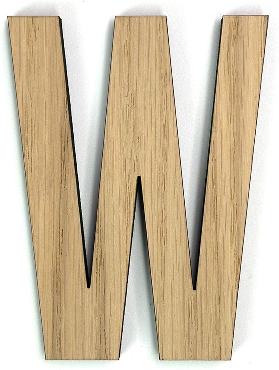Houten letter W - 10 cm hoog