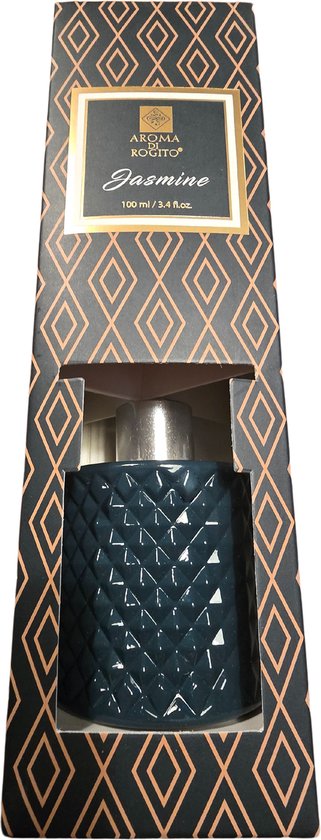 Sjieke Geurstokjes Diffuser Aroma di Rogito - Jasmine - Groen- Glas / Kunststof - Geurstokjes - Luxe design fles - 100 ml