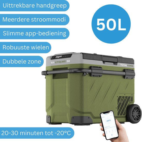 TotalCool TF Extreme 50 compressor koelbox duo zone Camo Green - 12 / 24 / 230V geschikt voor caravan, camper, tent, vouwwagen, vrachtwagen, boot, thuis van TotalCool — afbeelding 5