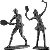 ensemble de statues homme et femme tennis - 5x14x20 - noir - polyrésine
