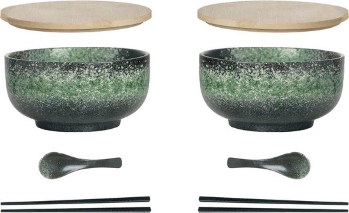 Ramen Bowl Set - Inclusief Lepels en Eetstokjes - Capaciteit 1100 ML - Set van 8