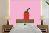 Behang - Fotobehang Peper - Rood - Illustratie - Breedte 280 cm x hoogte 280 cm