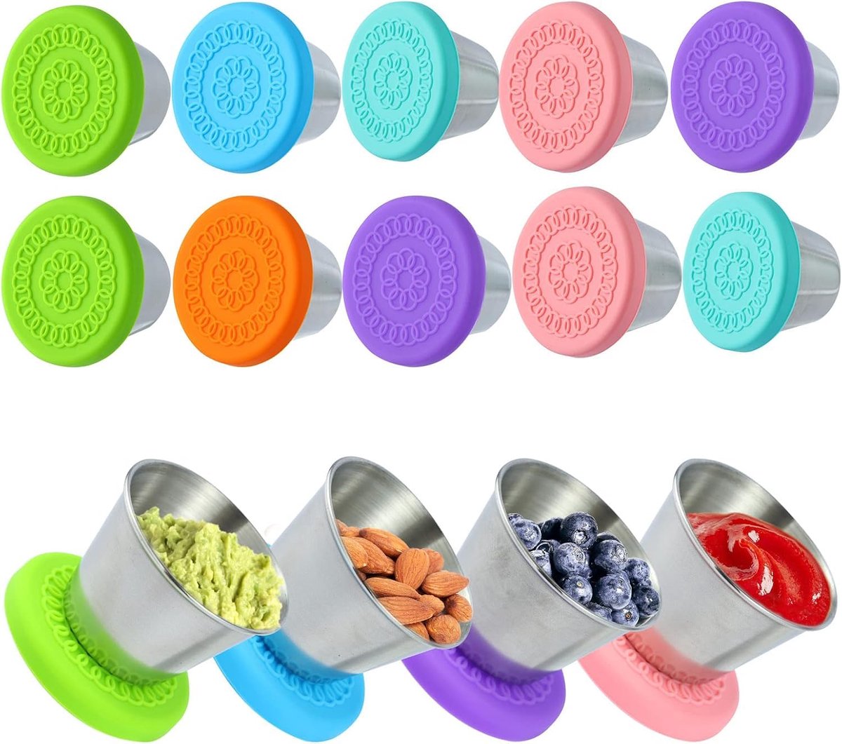 My Ninki ® Handige Herbruikbare RVS Sauscontainers met Siliconendeksel voor Onderweg, Uitstapjes en Snacks