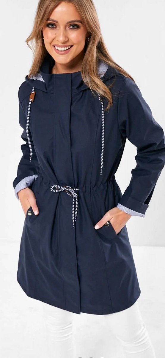 Regenjas dames - Navy Regenjas Vrouwen - LongLine - Maat XS