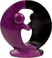 Beeld natuursteen - Rond - Abstract - Steen - Zwart, paars - 20x24 cm - Fairtrade - Sarana