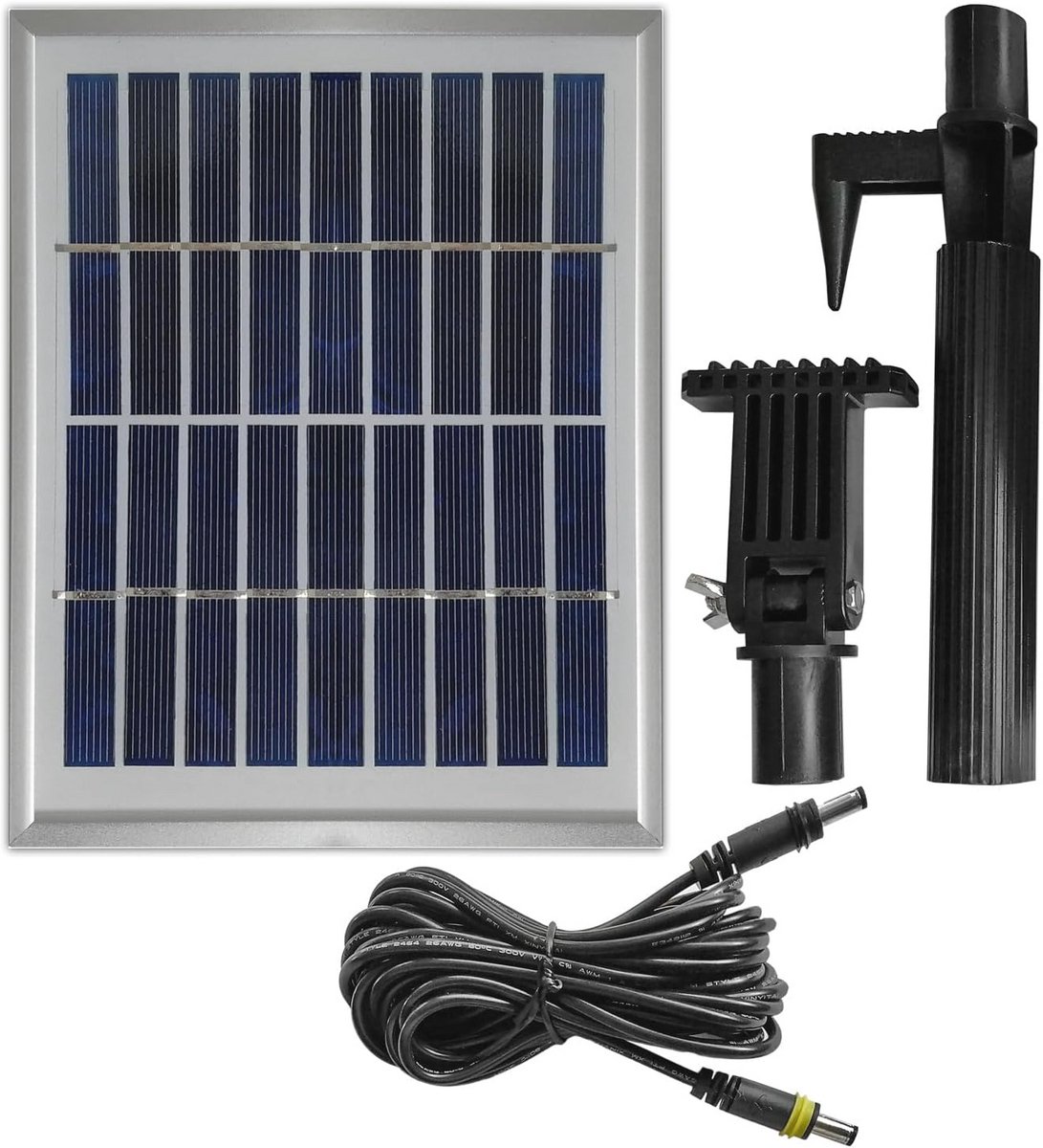 Hybride Zonnepaneel 2,5 Watt met 5m Kabel en Aluminium Frame - Energiezuinige Tuinoplossing