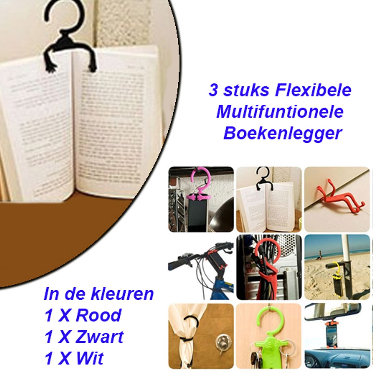3 stuks Flexibele Multifuntionele Boekenlegger