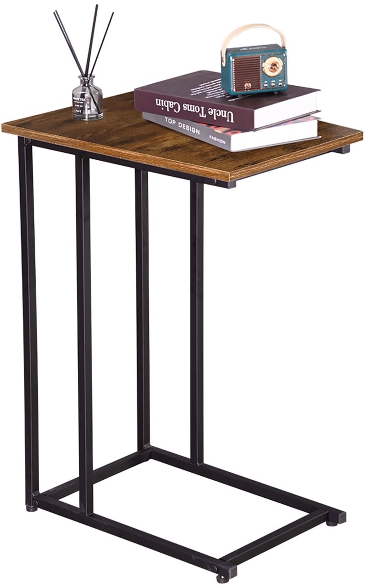My Ninki ® Industrieel Vormgegeven C-vormige Bijzettafel voor Woonkamer en Kantoor met Verstelbare Poten