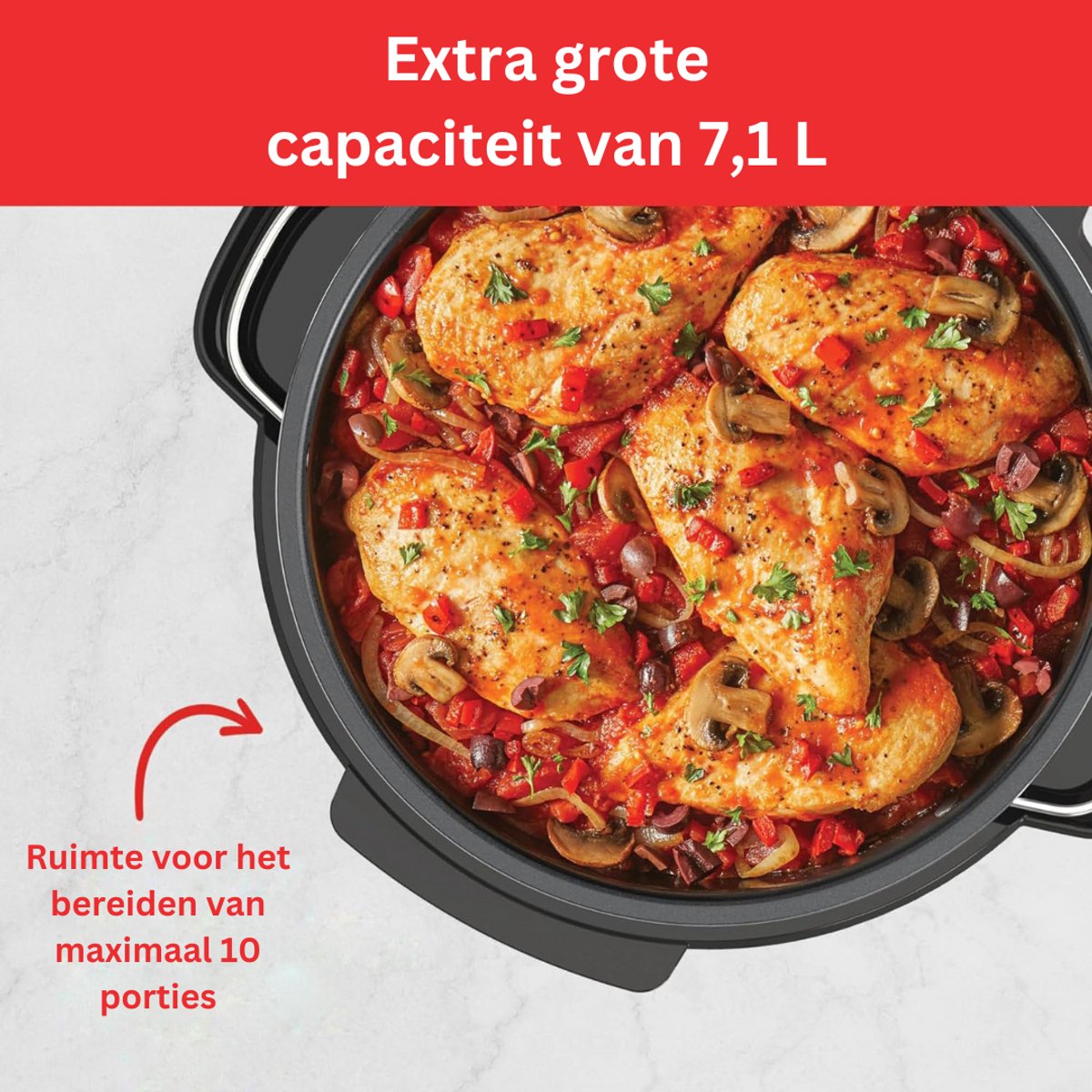 ApexArte® Slowcooker met Timer - Keramische Binnenpan - Hotpot - Zwart – foto 2