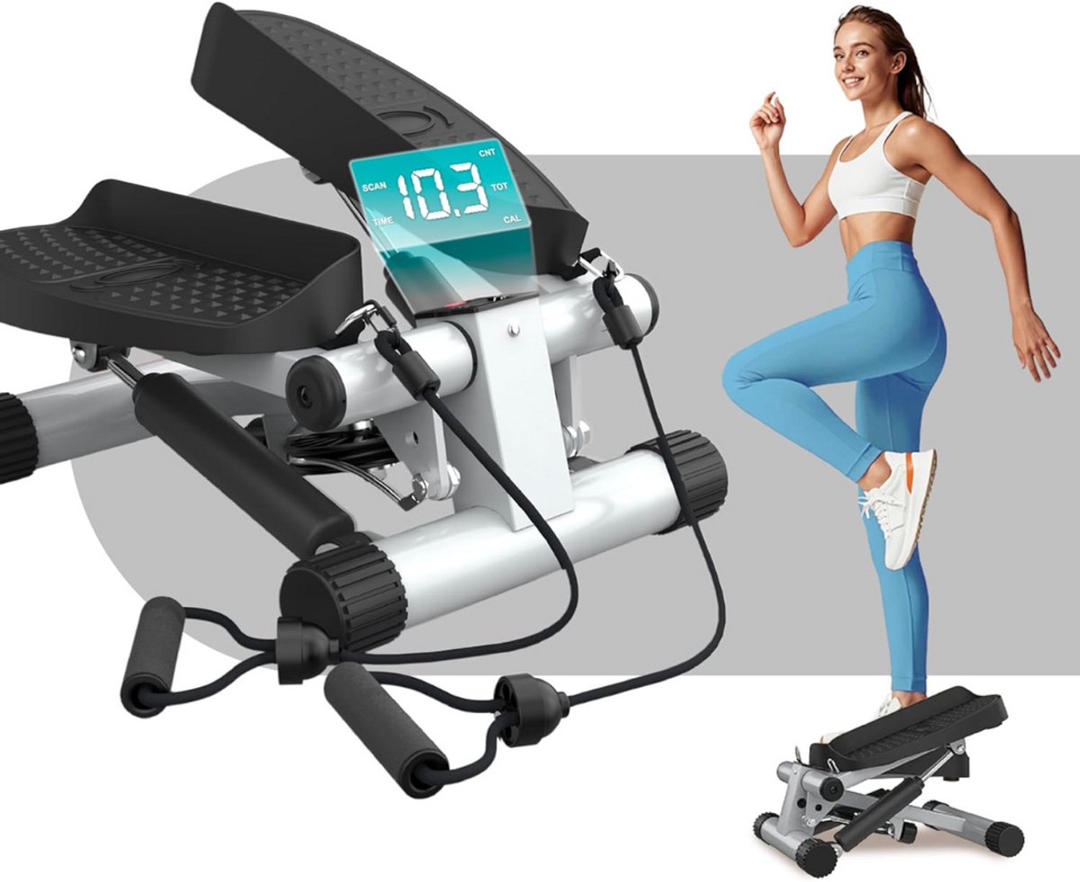 ApexArte® Stepper Fitness - Hometrainer - Crosstrainer Mini - Zilver Grijs