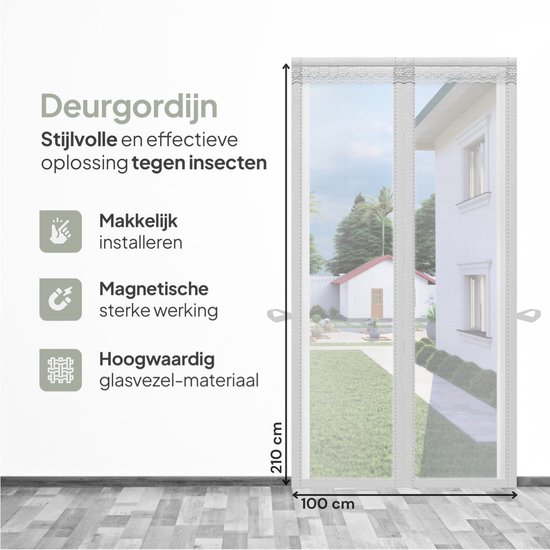 O'DADDY® Deurgordijn Deluxe FIBER - Magnetisch Vliegengordijn - Voor Nieuwbouw en Standaard Deuren - Eenvoudige Installatie - Deurhor Wit - 100x210 cm van O'DADDY — afbeelding 5