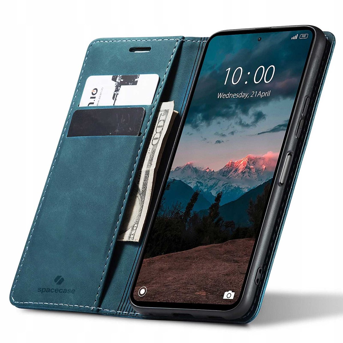 Spacecase Wallet Case Voor Xiaomi Redmi Note 12 4G Blauwe Cover