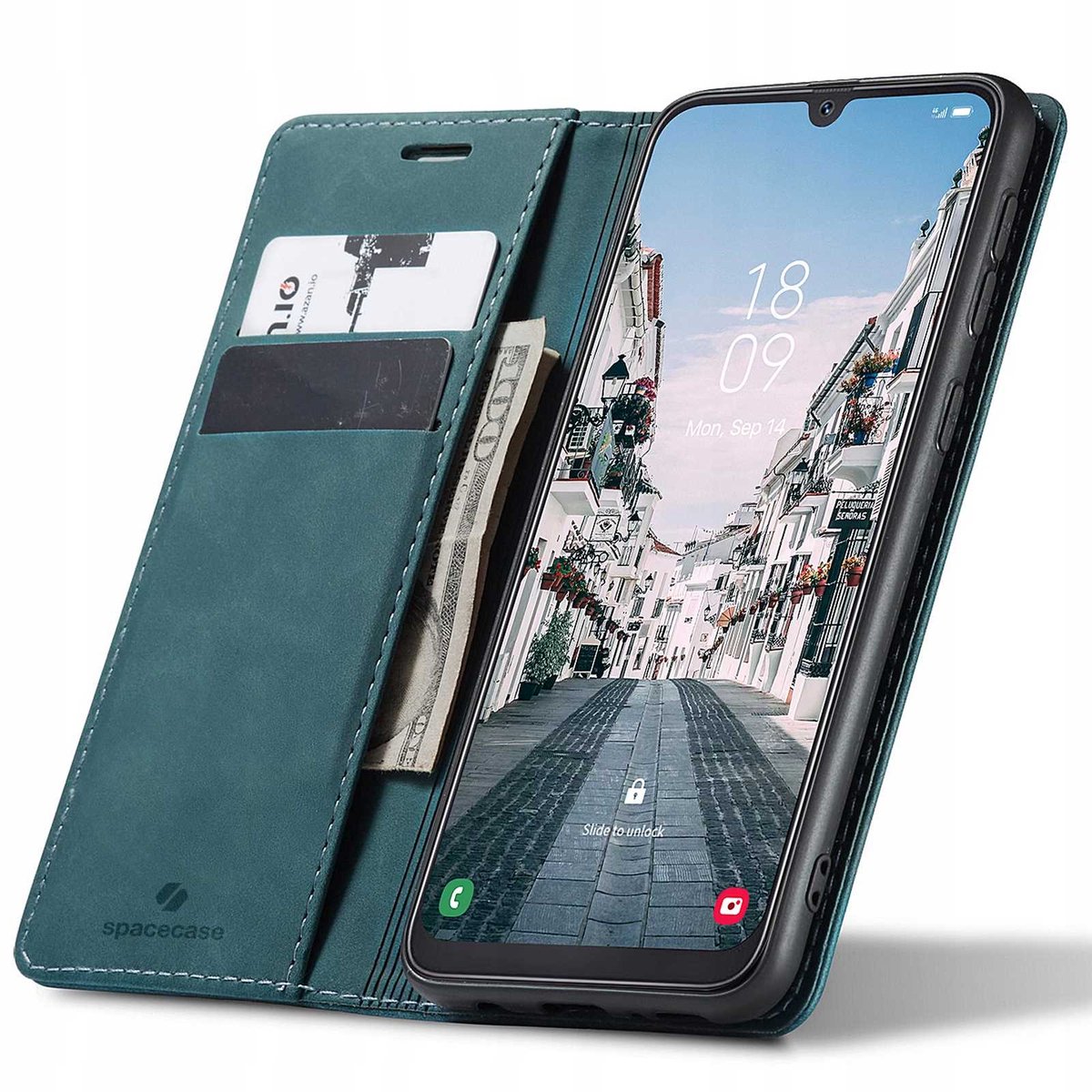 Spacecase Case Wallet Cover Voor Samsung Galaxy A50 Blauw