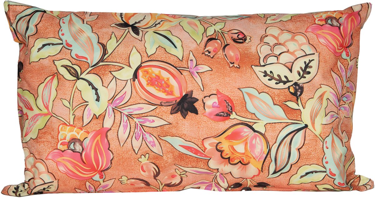Anna's Collection Sierkussen voor binnen en buiten - wild flowers - terracotta - 30 x 50 cm - tuinkussen