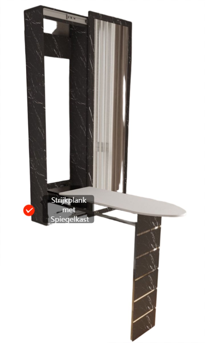 Goedkoopste Moka Park - Strijkplank - Strijkplank met Spiegelkast - Opvouwbare Strijkplank - Wandmontage Strijkplank - Zwart