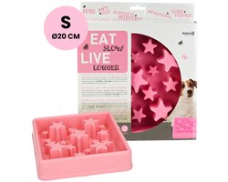 Eat Slow Live Longer Star Voerbak S – Ø 20.5 cm - Anti-schrok voerbak – Slowfeeder voor honden – Anti-slip – Geschikt voor de kleinere hond - Roze