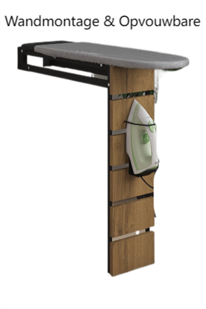 Goedkoopste Moka Park - Strijkplank - Opvouwbare Strijkplank - Ophangbaar - Wandmontage Strijkplank - Bruin