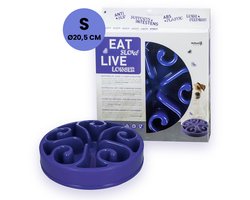 Eat Slow Live Longer Original Voerbak S/M - Ø20,5 cm - Anti schrokbak hond – Slowfeeder hond - Anti-slip – Geschikt voor kleine en middelgrote honden - Blauw