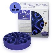 Eat Slow Live Longer Original Voerbak L/XL - Ø30 cm - Anti schrokbak hond – Slowfeeder hond – Anti-slip – Geschikt voor grote honden - Blauw