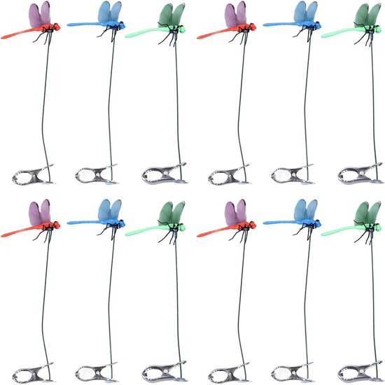 Dragonfly Clip, Vivid 3D Dragonfly Garden Decor Blue Red Green for Yard (3 PCS