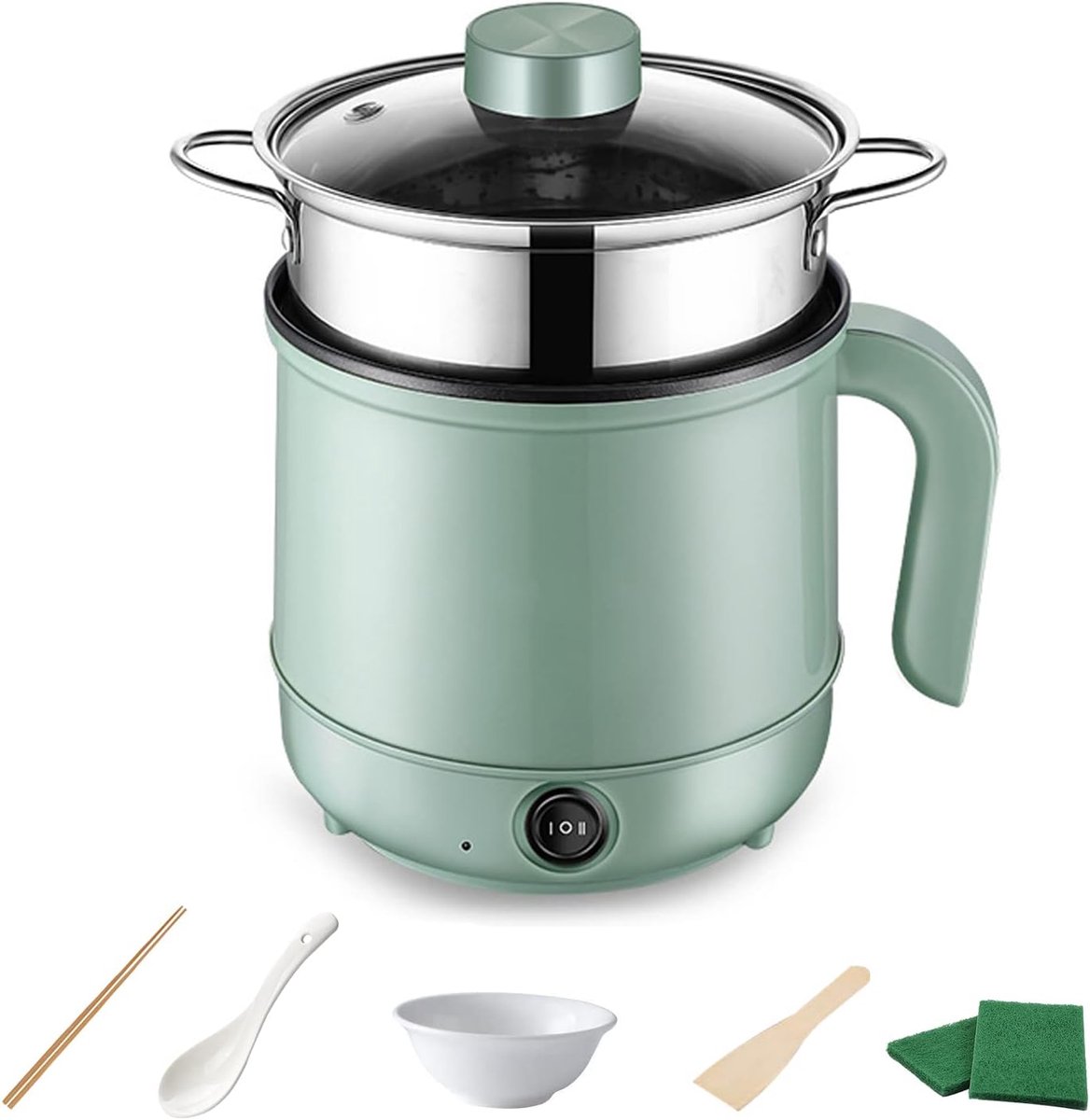Mini elektrische hot pot met stoomfunctie - 1,7L draagbare anti-aanbak pan voor snel koken