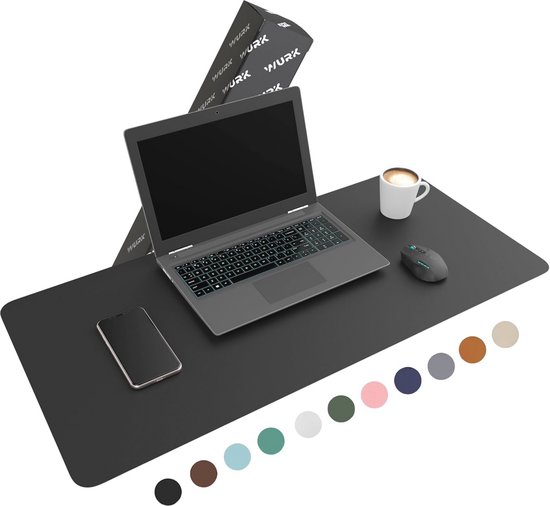 ARNTY Sous Main Bureau Cuir,Tapis De Bureau Cuir,Étanche Grand Tapis De Souris Bureau,Ultra Mince Dessous Pad De Bureau Pour Bureau Et Maison (Bleu&Gris, 90 * 43cm