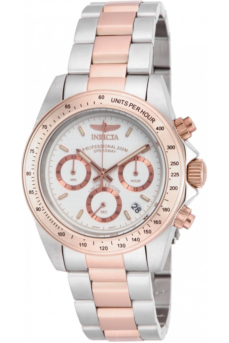 Invicta Speedway ILE6932A Heren Horloge - Waterdicht - Analoog - Quartz Uurwerk - Roestvrij Staal met zilveren Wijzerplaat - 39mm