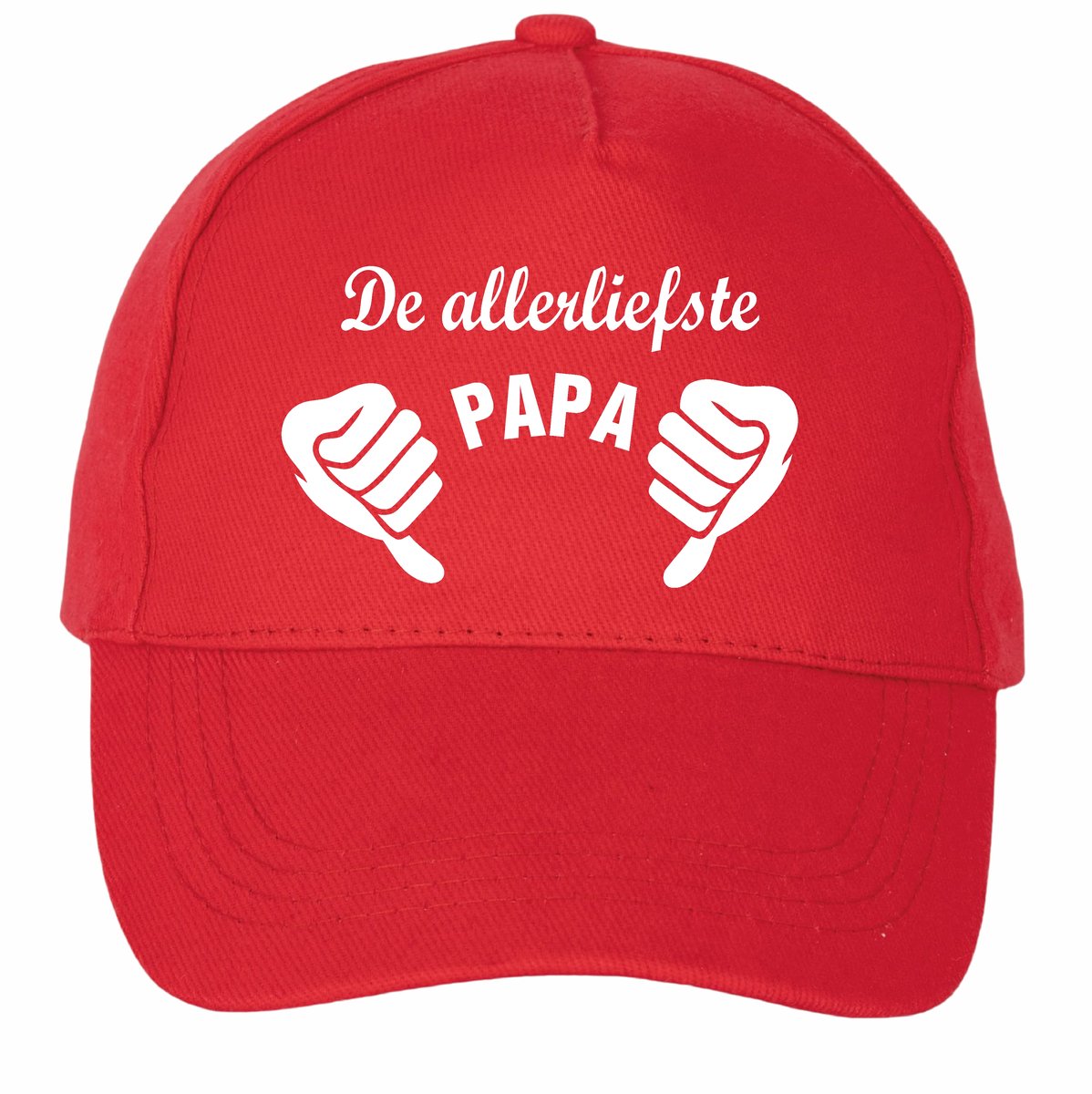 Mijncadeautje - 5 panel - Cap - Verstelbaar - Pet van 100% dik geborsteld katoen- unisex - opdruk wit - de allerliefste papa - rood