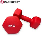 Bol.com Padisport - Dumbells 8 Kg - Halter - Gewichten Set Halters - Gewichten 8 Kg - Rood - Gewichten - Dumbells - Halters - Ge... aanbieding