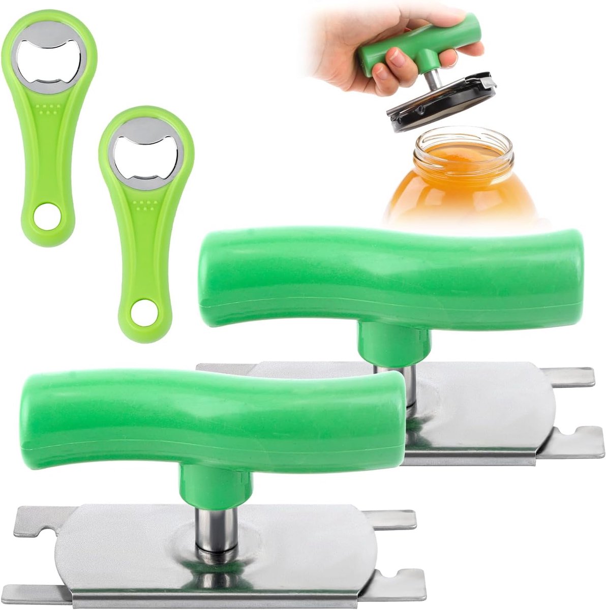 Moeiteloze Blik- en Flesopener Set - 2 Stuks - Handige Keukenhulpen voor Senioren en Picknicks - Ergonomisch Ontwerp - Geschikt voor Diverse Deksels