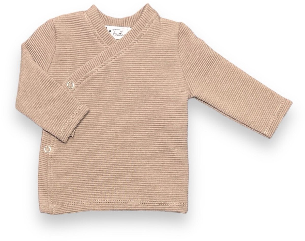 Overslagshirtje - Rib - Taupe - maat 50/56