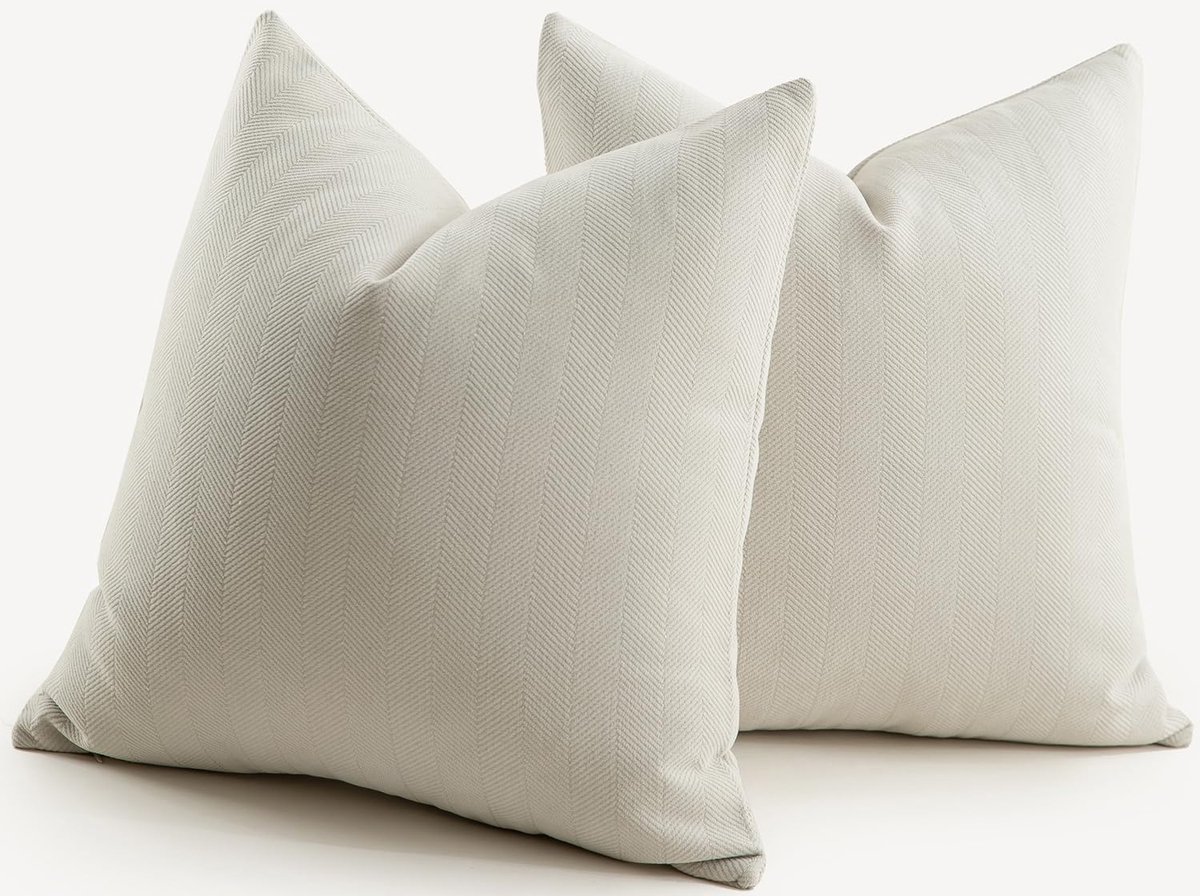 My Ninki ® Ultrazachte Crème Chenille Kussenslopen Set voor Stijlvolle Woondecoratie 40 x 40 cm