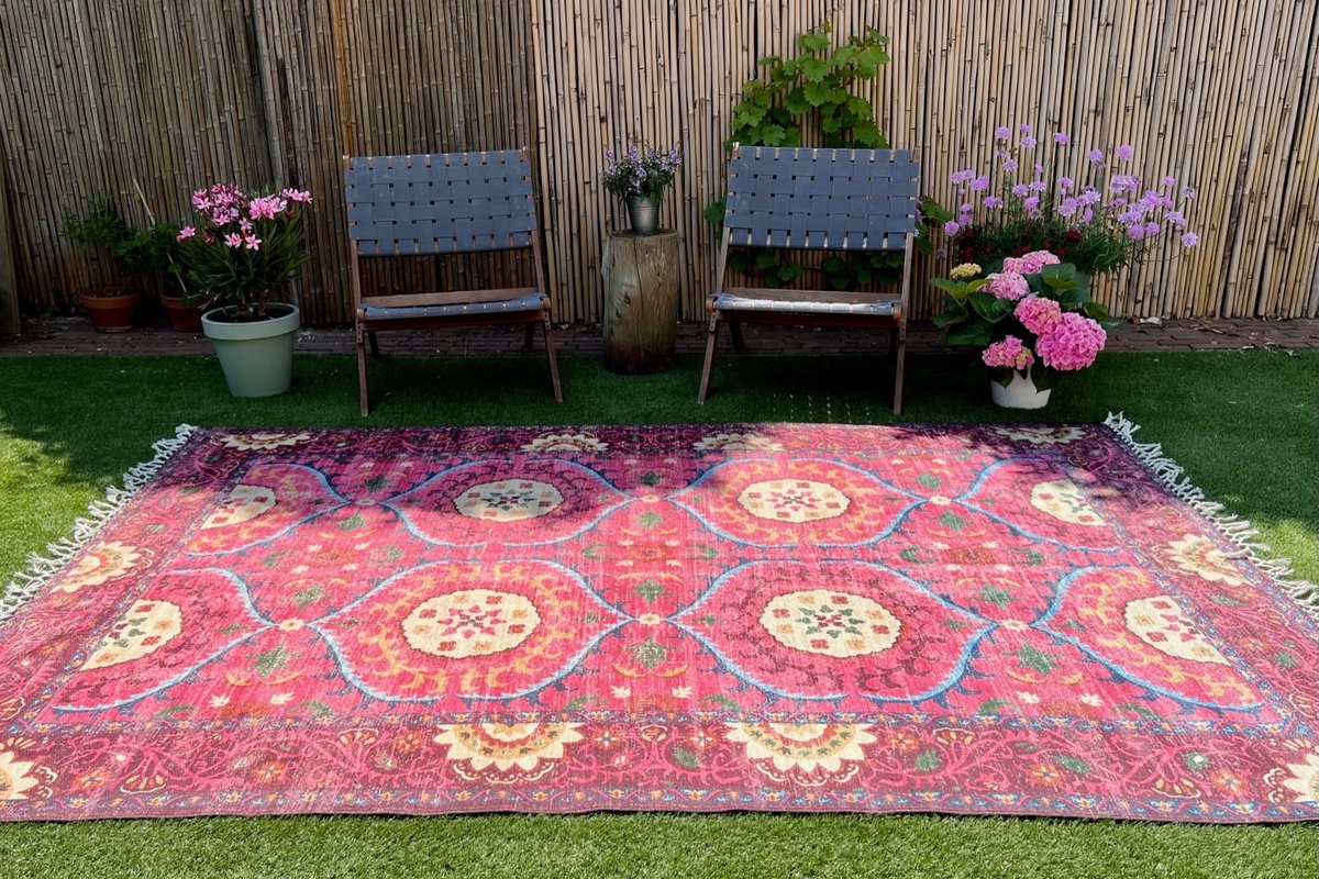 Buitenkleed, Tuinkleed | Bordeaux | 180cm x 120cm | gemaakt van PET Flessen
