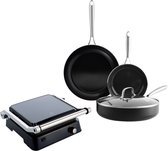 Bol.com Vaderdag cadeau tip: BK Magma Aluminium 3-delige Pannenset met Contact Grill – Koekenpan Ø20 en Ø28cm - Hapjespan met de... aanbieding