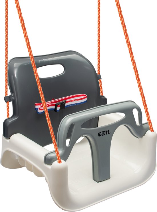 Balançoire de jardin pour enfants COIL Strong 3 en 1 + ceintures blanc et gris