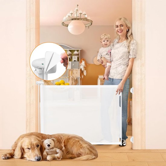 Naroote Uittrekbare hondendeur voor honden, een korte deur voor, onmiddellijke montage, robuuste structuur voor trappen, keukens (S