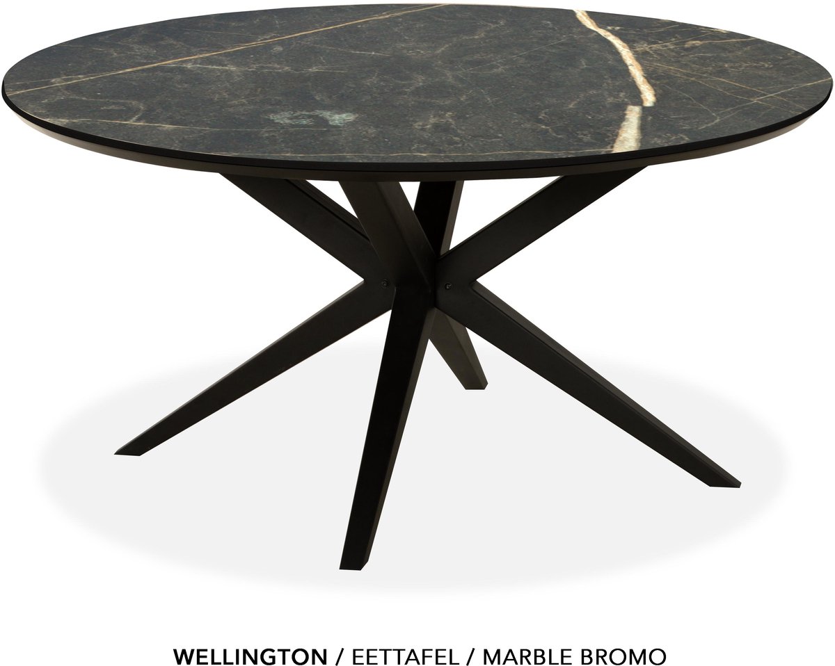 Maxfurn Eettafel rond met verjongde rand | Zeer krasvast | Kleur: Marble bromo | diameter 120cm Marbel bromo