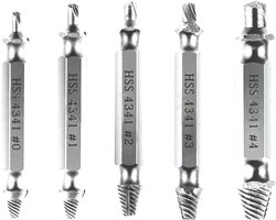 5 stuks - Schroefverwijderaar - Schroefverwijderaar Set - Schroef Extractor - Boorbit-extractor - Bolt Strippen - Schroefverwijderset - Schroevenverwijderaar - zilver - HSS - 51mm