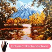 Schilderen Op Nummer Volwassenen Bergen Herfst Rivier – 50x40 cm - Inclusief Tekenhandschoen - Paint By Number Volwassenen