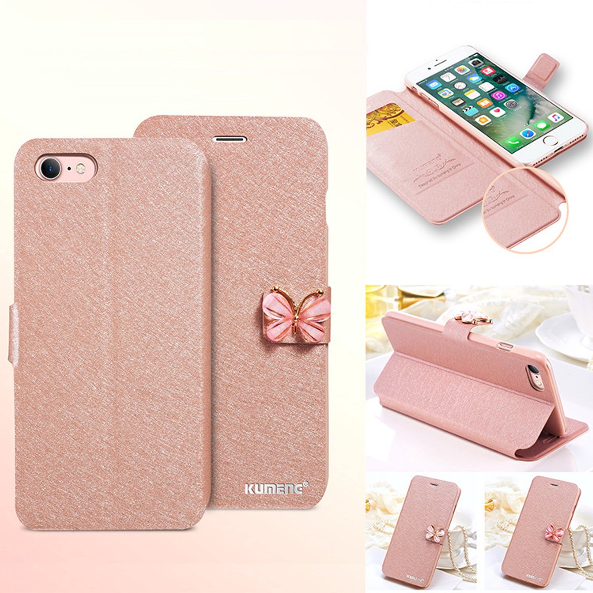 iphone 8 4,7inch Luxe Case Hoes Cover Hoesje zijde Rosegoud