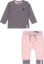 Dirkje Bio Basic SET(2delig) Roze broek printje, Shirt gestreept - Maat 68