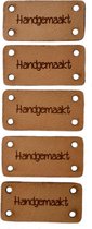 Leren label 3x1,5 cm Handgemaakt (5 stuks)