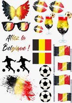 Raamsticker WK voetbal XL Allez la Belgique - Versiering België - de rode duivels - the red devils belgium - WK voetbal - Raamdecoratie voetbal - zwart geel rood - voetbalsupporter - raamsticker België - 2022 - stickers