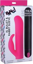 XL Bullet & Rabbit Silicone Sleeve - Pink - Bullets & Mini Vibrators -